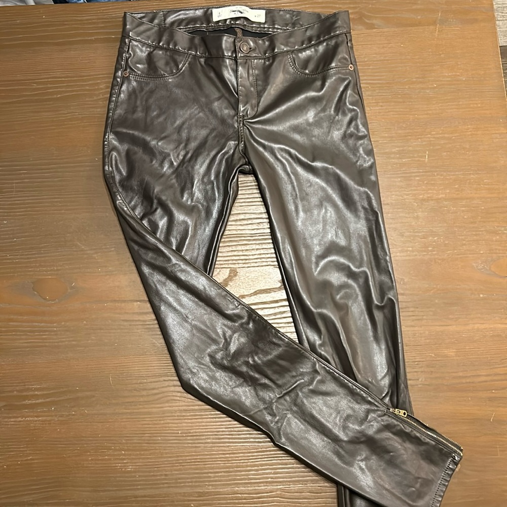 Abercrombie faux leather brown jeggings, size 4
